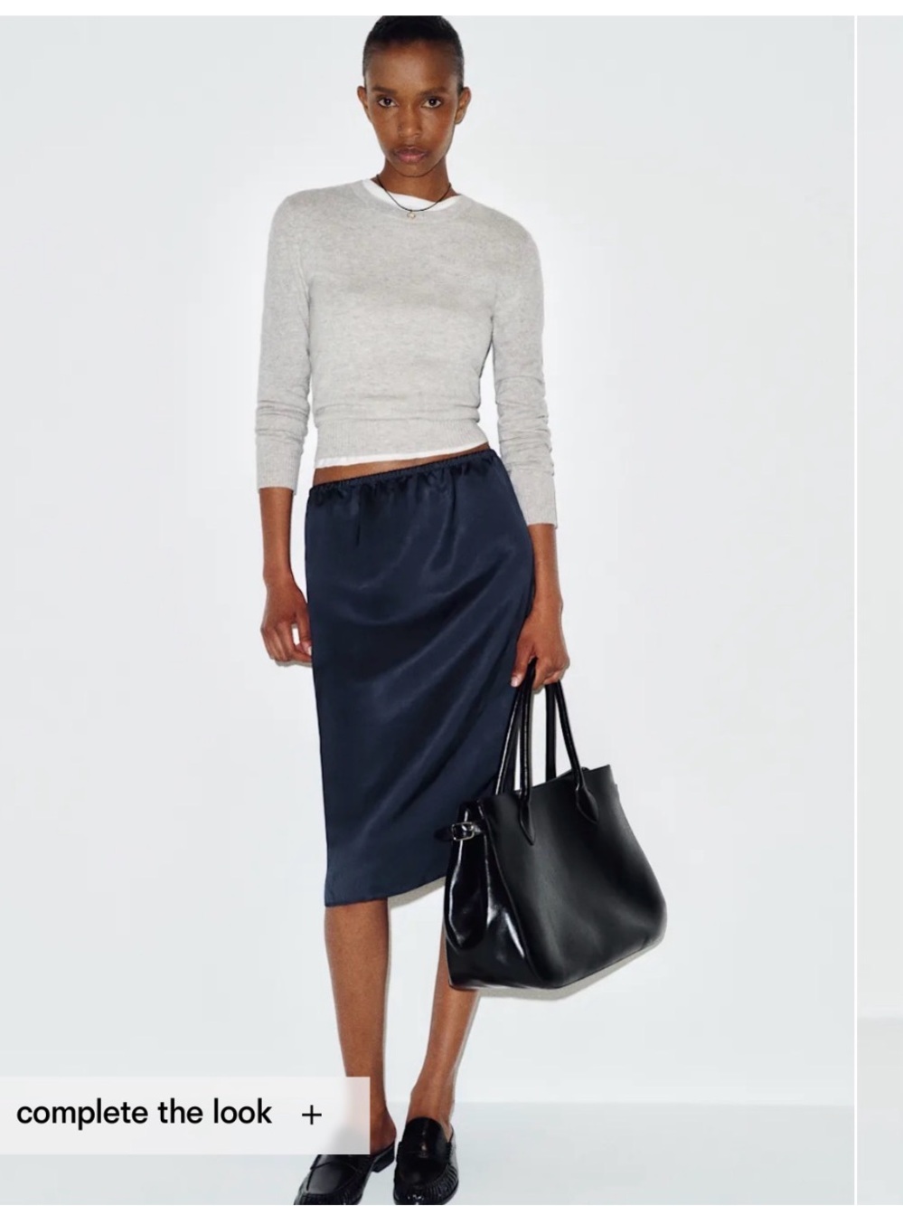 Vintage y2k 100% silk Classic Navy Satin Midi Skirt